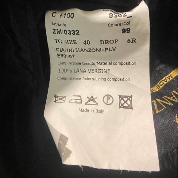 Angelico Gianni Manzoni black Italian wool suit jacket sz 40 drop 6R - Picture 10 of 11